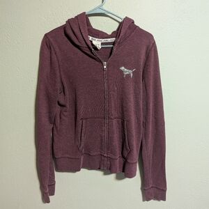 PINK VS | dusty pink hooded sweatshirt with glitter | medium
